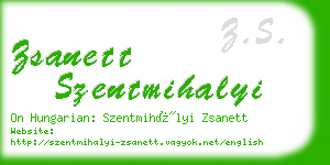 zsanett szentmihalyi business card